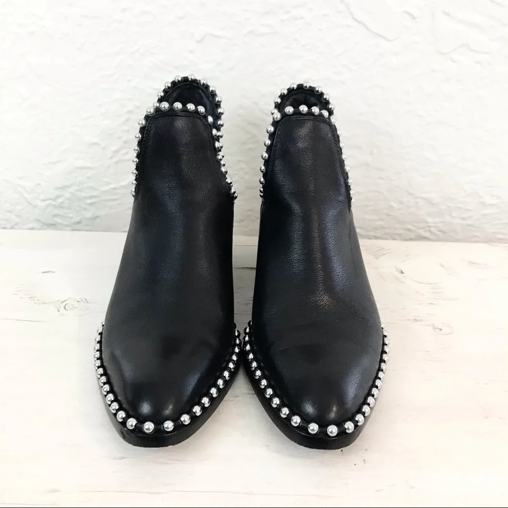 Alexander Wang Leather Kori Cutout Studded Boots Booties 35 5 Black - Picture 4 of 11